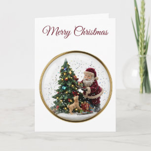 Kerstman en knuffel Puppy Kerstboom Ontwerp Kaart