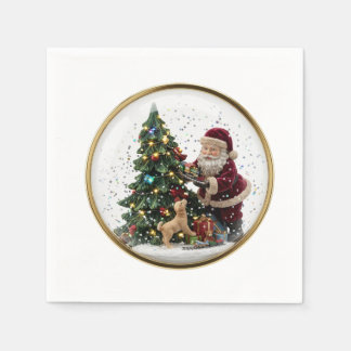 Kerstman en knuffel Puppy Kerstboom Ontwerp Servet