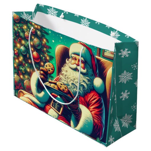 kerstman en koekjes kerst groot cadeauzakje (Achterkant Gekanteld)