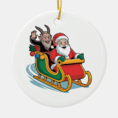 Kerstman en Krampus Evil Dark Christmas Horror Keramisch Ornament (Voorkant)