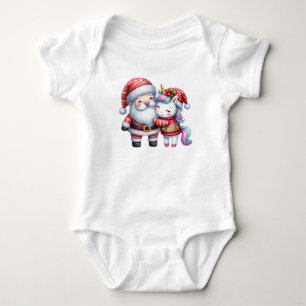 Kerstman en magische eenhoorn romper