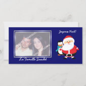 Kerstman en Manchot Santa Claus fotocards Feestdagenkaart (Voorkant)