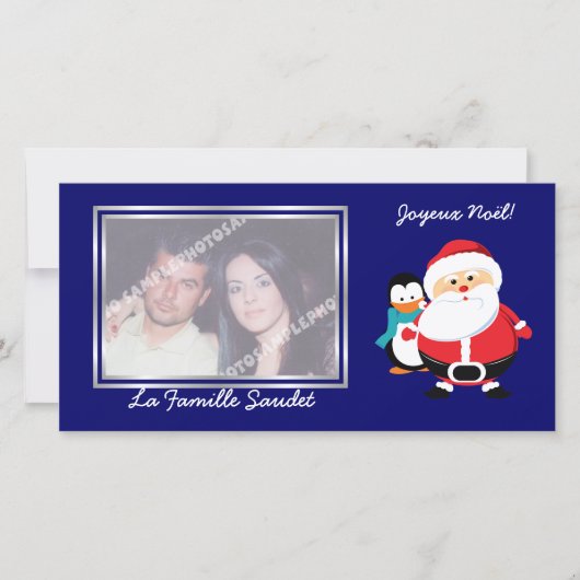 Kerstman en Manchot Santa Claus fotocards Feestdagenkaart (Voorkant)