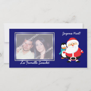 Kerstman en Manchot Santa Claus fotocards Feestdagenkaart