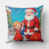 Kerstman en meisje met een cadeautas kussen (Achterkant)