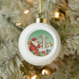  Kerstman en meisje op telefoon met naam Keramische Bal Ornament