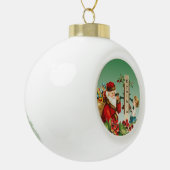  Kerstman en meisje op telefoon met naam Keramische Bal Ornament (Links)