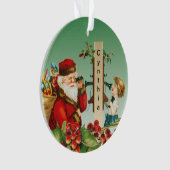  Kerstman en meisje op telefoon met naam Ornament (voorkant)