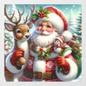 Kerstman en Metgezellen Venster Cling Raamsticker (Vel)