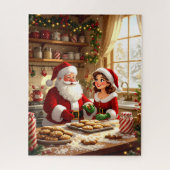 Kerstman en mevrouw Claus Bakken Cookies Legpuzzel (Verticaal)