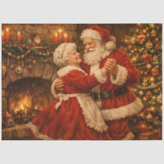 Kerstman en mevrouw Claus dansen in vintage stijl Tissuepapier