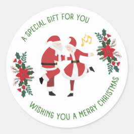 Kerstman en mevrouw Claus dansen Kerst sticker
