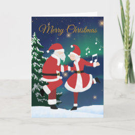 Kerstman en mevrouw Claus dansen - Leuke Kaart