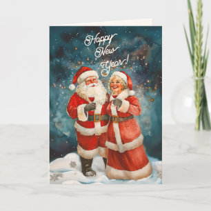 Kerstman en mevrouw Claus Gelukkig Nieuwjaar kerst Feestdagen Kaart