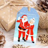 Kerstman en mevrouw Claus Golf Swing Cadeaulabel