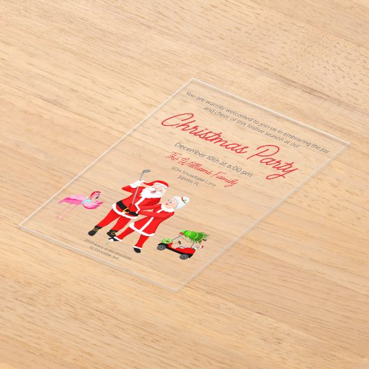 Kerstman en mevrouw Claus Golf Swing uitnodiging (Laagn)