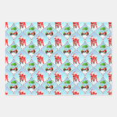 Kerstman en mevrouw Claus golfen ogee patroon Inpakpapier Vel (Voorkant)