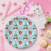 Kerstman en mevrouw Claus golfen ogee patroon Papieren Bordje (Feest)