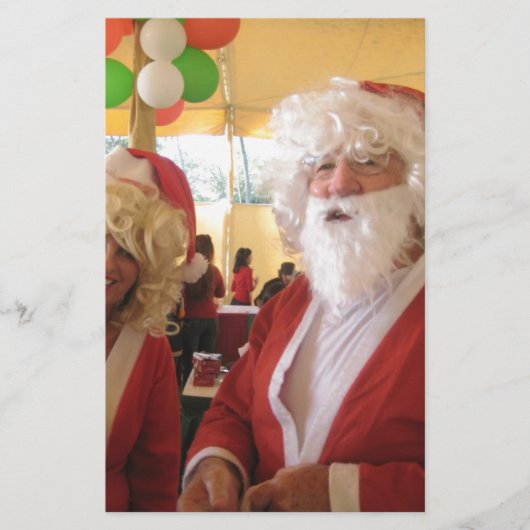 Kerstman en mevrouw Claus Kerstviering - Feestelij Briefpapier (Voorkant)