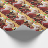 Kerstman en mevrouw Claus Kerstviering - Feestelij Cadeaupapier (Hoek)