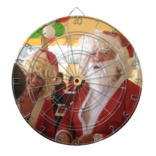 Kerstman en mevrouw Claus Kerstviering - Feestelij Dartbord (Voorkant)