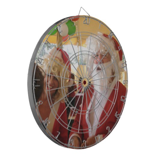 Kerstman en mevrouw Claus Kerstviering - Feestelij Dartbord (Voorkant Links)