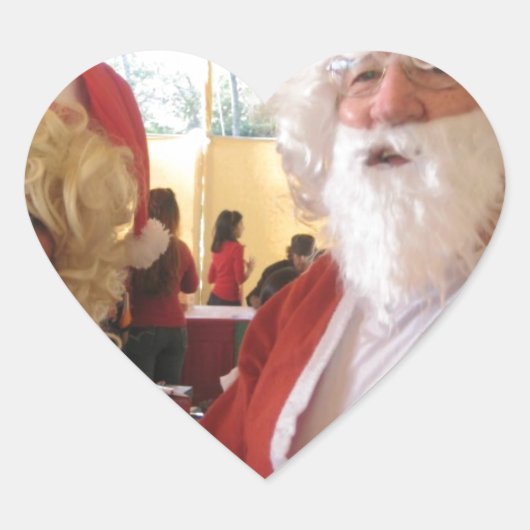 Kerstman en mevrouw Claus Kerstviering - Feestelij Hart Sticker (Voorkant)