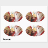 Kerstman en mevrouw Claus Kerstviering - Feestelij Ovale Sticker (Vel)