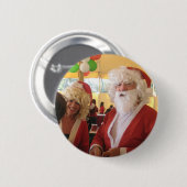 Kerstman en mevrouw Claus Kerstviering - Feestelij Ronde Button 5,7 Cm (Voorkant /achterkant)