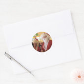 Kerstman en mevrouw Claus Kerstviering - Feestelij Ronde Sticker (Envelop)