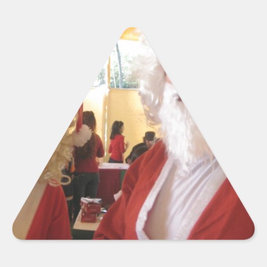 Kerstman en mevrouw Claus Kerstviering - Feestelij Sticker (Voorkant)