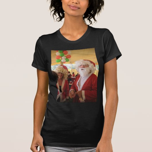 Kerstman en mevrouw Claus Kerstviering - Feestelij T-shirt (Voorkant)