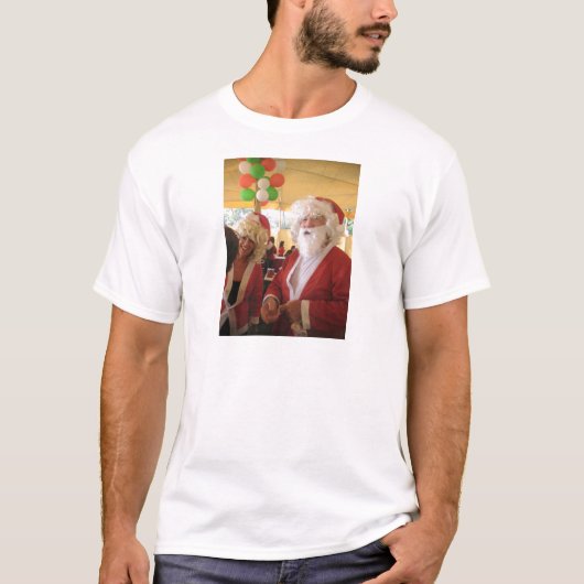Kerstman en mevrouw Claus Kerstviering - Feestelij T-shirt (Voorkant)