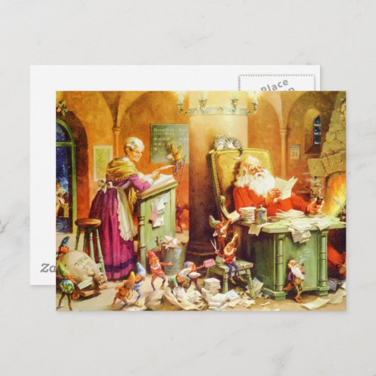 Kerstman en mevrouw Claus Lezing Mail op de Noordp Feestdagenkaart (Voorkant / Achterkant)