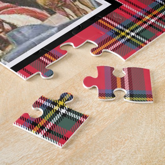 Kerstman en mevrouw Claus Naughty List Funny Plaid Legpuzzel (Zijkant)