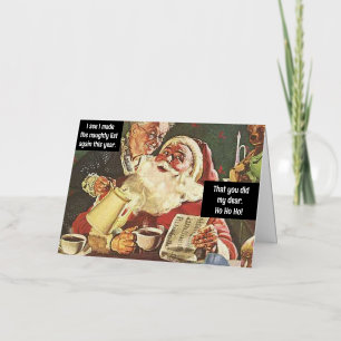 Kerstman en mevrouw Claus Naughty & Nice Funny Folie Wenskaart