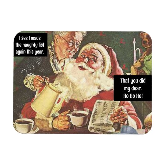 Kerstman en mevrouw Claus Naughty & Nice  Funny Magneet (Horizontaal)