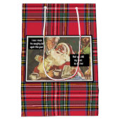 Kerstman en mevrouw Claus Ondeugend  Grappig Plaid Medium Cadeauzakje (Achterkant)