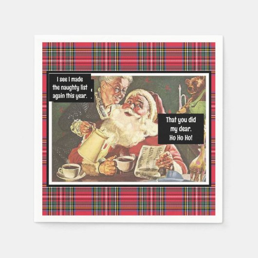 Kerstman en mevrouw Claus Ondeugend  Grappig Plaid Servet (Voorkant)