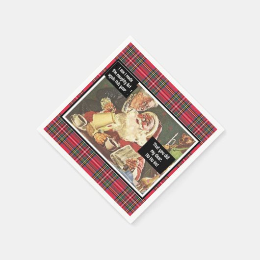 Kerstman en mevrouw Claus Ondeugend Grappig Plaid Servet (Hoek)