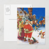 Kerstman en mevrouw Claus op de Noordpool Feestdagenkaart (Voorkant / Achterkant)