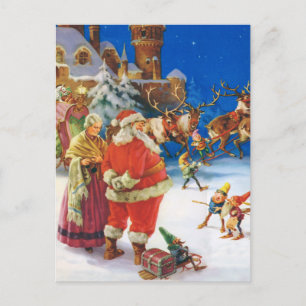 Kerstman en mevrouw Claus op de Noordpool Feestdagenkaart