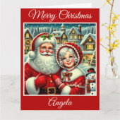 Kerstman en mevrouw Claus op de Noordpool Kaart (Gele Bloem)