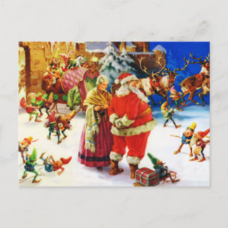 Kerstman en mevrouw Claus op de Noordpool Kerstavo Feestdagenkaart