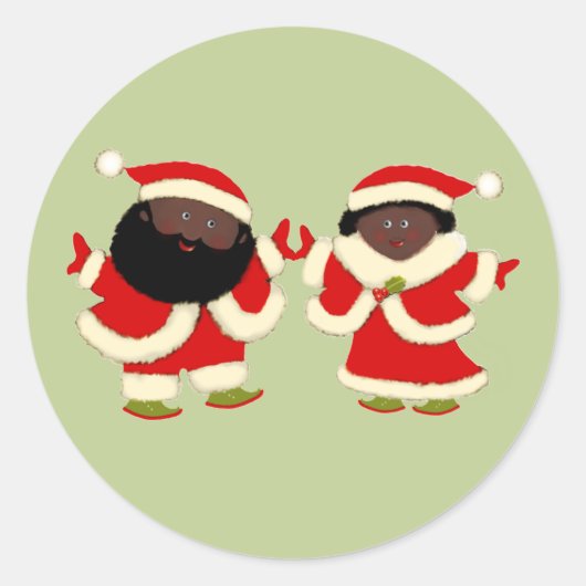 Kerstman en mevrouw Claus Ronde Sticker (Voorkant)
