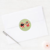 Kerstman en mevrouw Claus Ronde Sticker (Envelop)