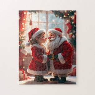 Kerstman en mevrouw Claus vieren Kerstmis, leuk  Legpuzzel