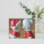 Kerstman en mevrouw Claus, zoende Claussen, Kerstm Feestdagenkaart (Staand voorkant)