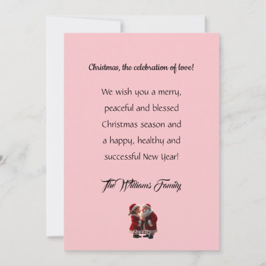 Kerstman en mevrouw Kerstman vieren Kerstmis, leuk Feestdagenkaart (Achterkant)