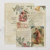 kerstman en muziek feestdagenkaart (Voorkant / Achterkant)